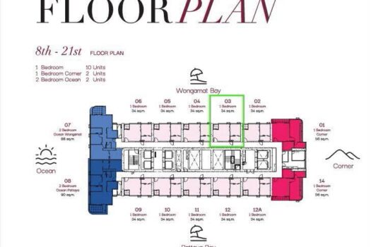 New condo for sale in Wongamat at Once Wongamat – 1 bedroom Foreign Quota